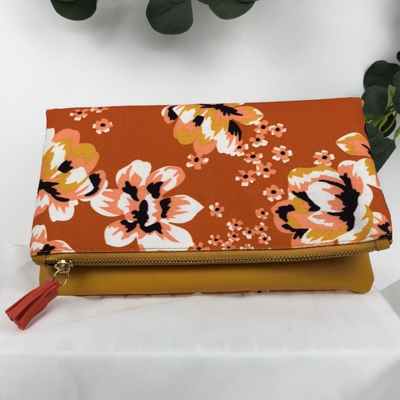 Rachel Pally Handbags - Rachel Pally Bag Women Y2K Clutch Reversal Canvas Faux Leather Orange Purse Fold